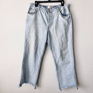 Free People Maggie Mid Rise Raw Hem Straight Leg Jeans Women 30 Light Wash